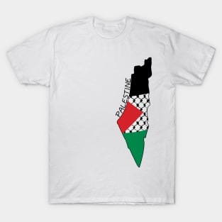 Palestine Flag Map Palestinian Kufiya Hatta Traditional Keffiyeh Pattern - BLK T-Shirt